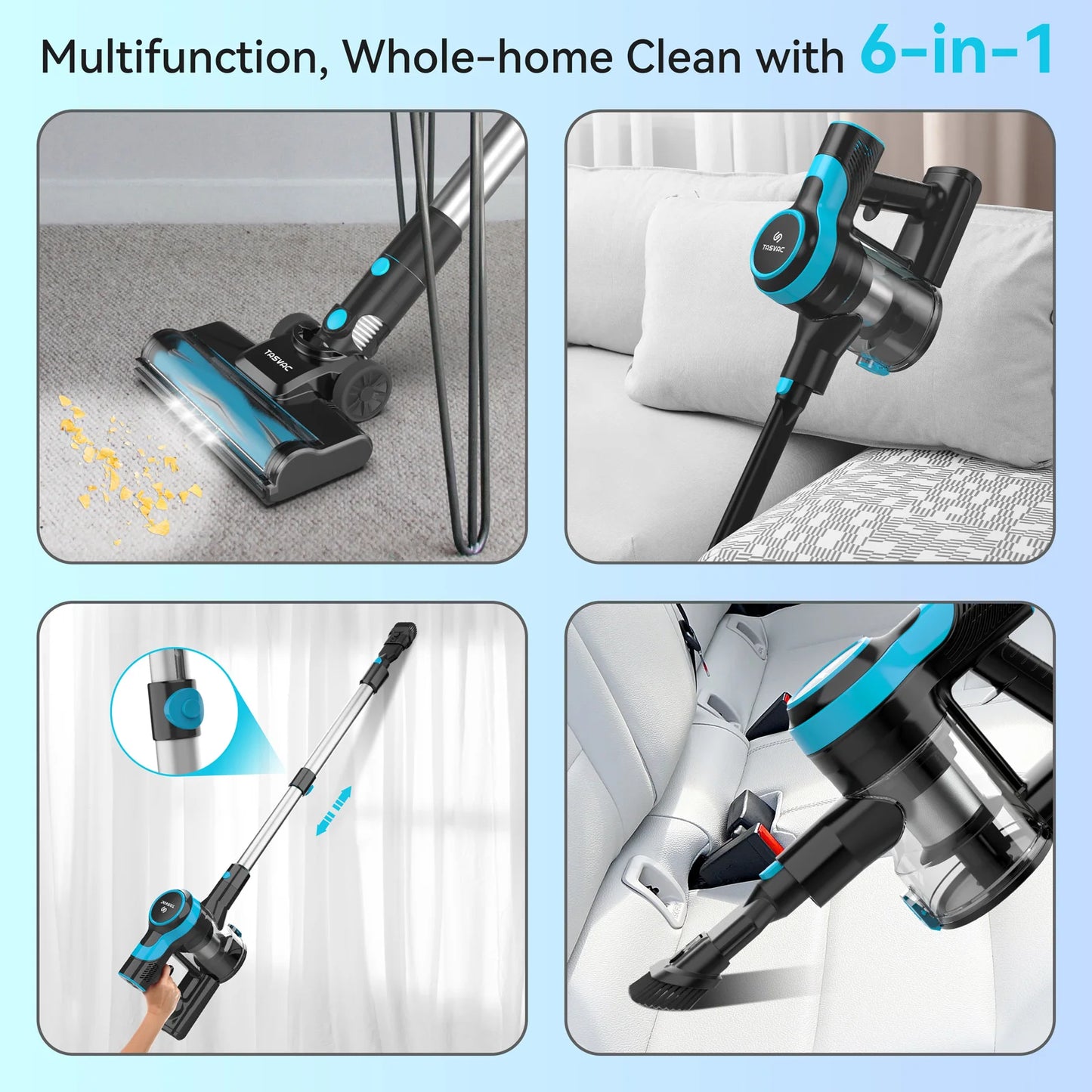 Aspirateur sans fil V600, aspirateur balai sans balais 28Kpa, batterie rechargeable, 3 modes