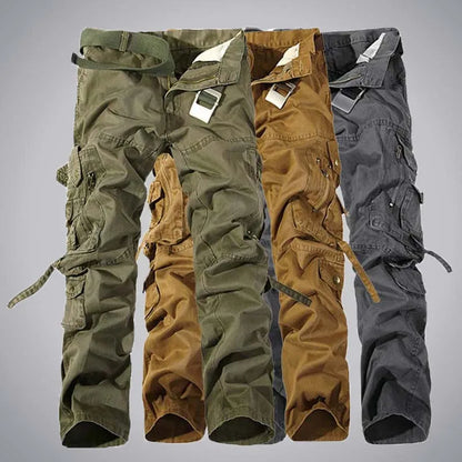 Pantalon cargo multi-poches pour homme, pantalon de travail délavé solide de style militaire d'automne, pantalon de travail en coton ample de haute qualité, pantalon militaire tactique