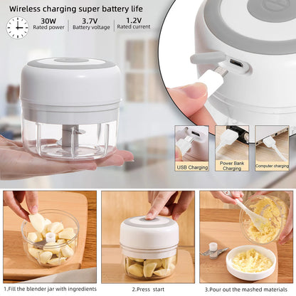 Hachoir électrique de cuisine, Mini broyeur d'ail, hachoir à viande Portable USB, hachoir à légumes pour Gadgets de cuisine