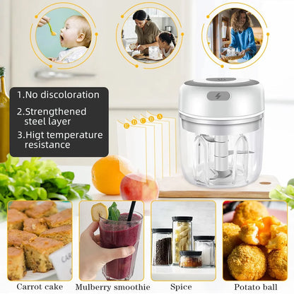 Hachoir électrique de cuisine, Mini broyeur d'ail, hachoir à viande Portable USB, hachoir à légumes pour Gadgets de cuisine