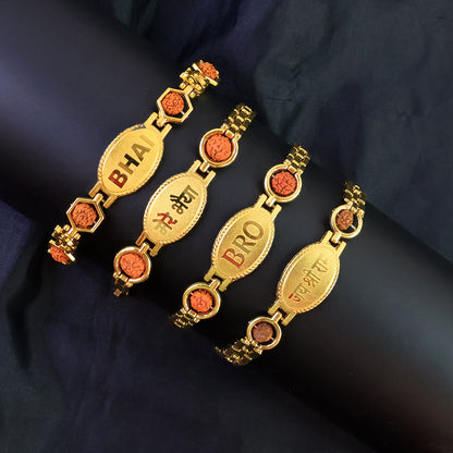 Gold Plated Metal Bracelet Rakhi For Brother (1 Pc)