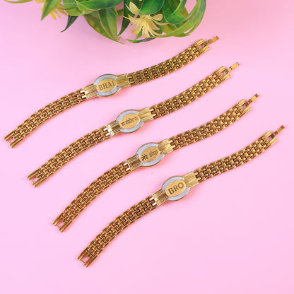 Rakhi Bracelet For Brother Metal Chain Style Rakhi With Mixed Designs (1 Pc)