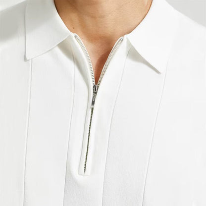 Fashion Short-sleeved Polo Shirt Summer Lapel Zipper T-shirt Tops Mens