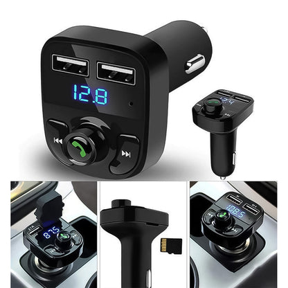 8533 Car-x8 Bluetooth Fm Transmitter Kit For Hands-free Call Receiver  Music Player  Call Receiver  Fast Mobile Charger Ports For All Smartphoneswith 3.1a Quick Charge Dual Usb Car Charger