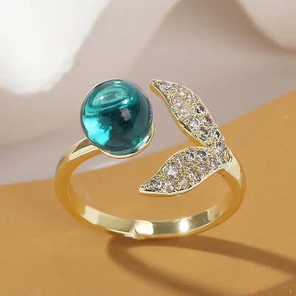 Creative Fashion Ocean Beads Mermaid Tail Ring