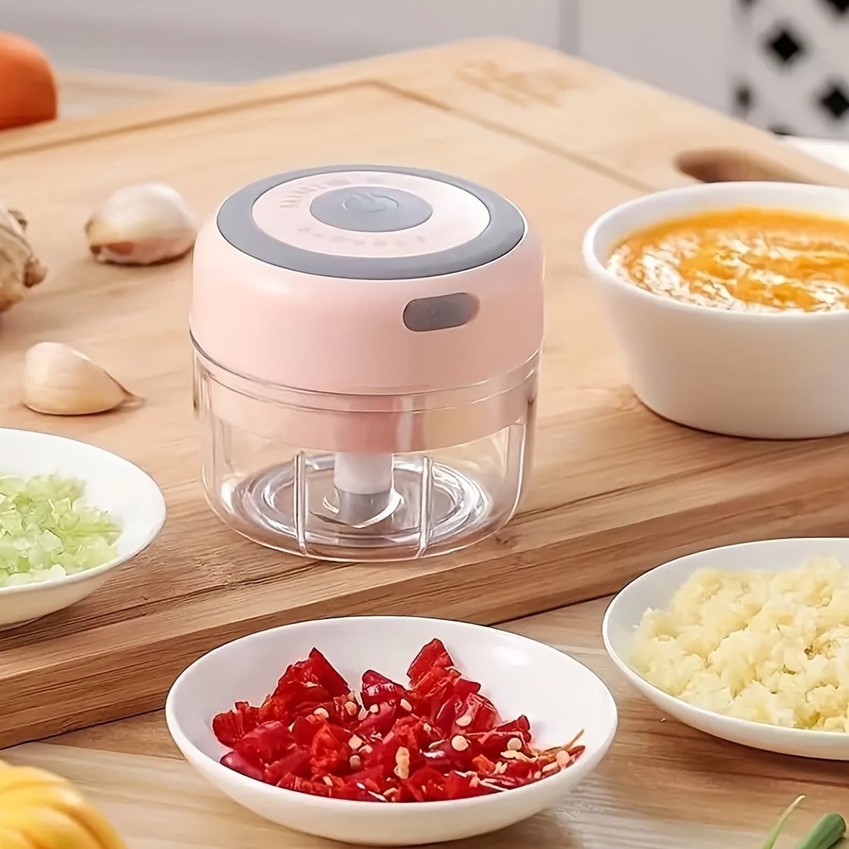 Electric Food Chopper (280ml), Mincer Electric Food Processor, Cordless Meat Grinder. Portable, Rechargeability, Suitable for Vegetables, Peppers, Onions, Seasonings, Nuts