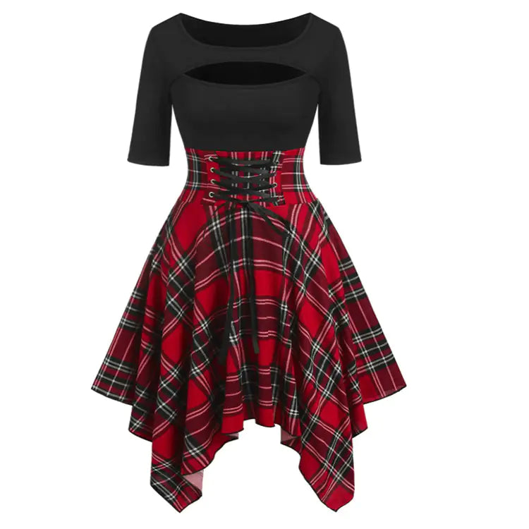 Plus Size Women's Irregular Dress - Retro Southeast Asia