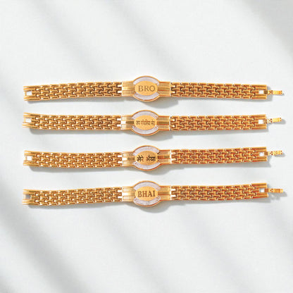 Rakhi Bracelet For Brother Metal Chain Style Rakhi With Mixed Designs (1 Pc)